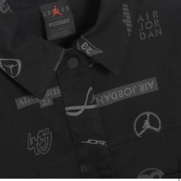 NWT Jordan Nike Heritage Black Icon Printed Cotton Twill Trucker Jacket - Picture 5 of 8